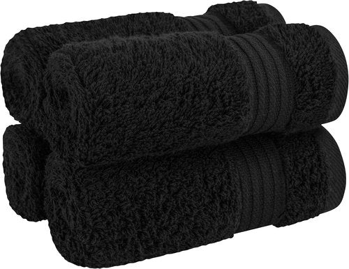 Cotton Paradise 100% Cotton Turkish Washcloth Set - 4 Soft Absorbent Black Towels for Bathroom