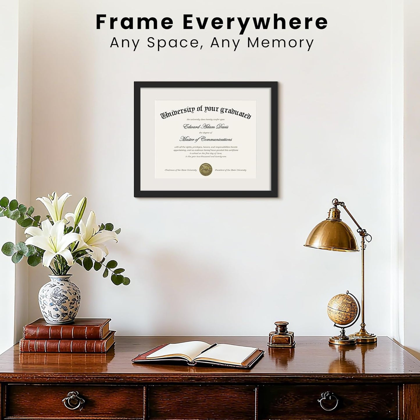 Upsimples 11x14 Diploma Frame - Clear Plexiglass for 8.5x11 Certificates or 11x14 Photos | Black Finish