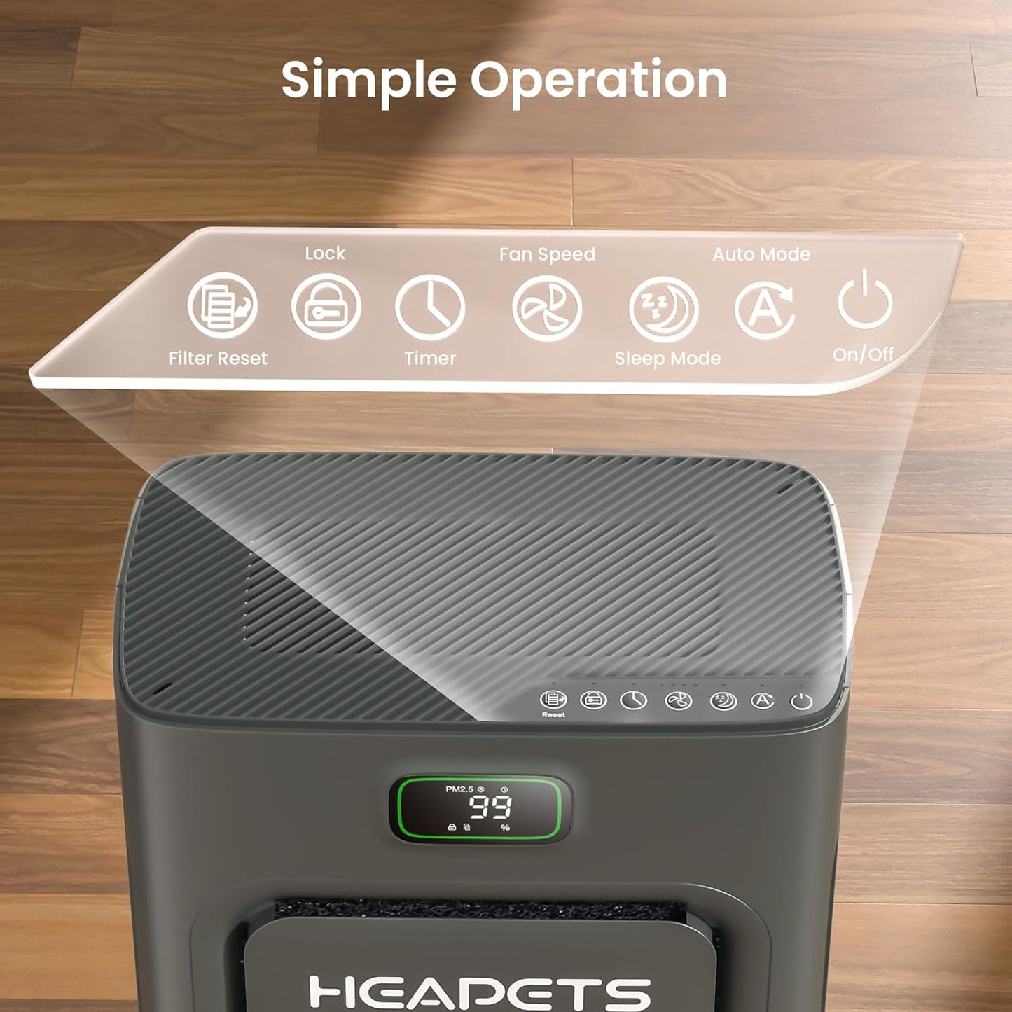 Skiennix Pet Air Purifier - H13 HEPA Filter for Large Rooms Up to 2500 Sq Ft | Removes Pet Hair, Dander & Odors