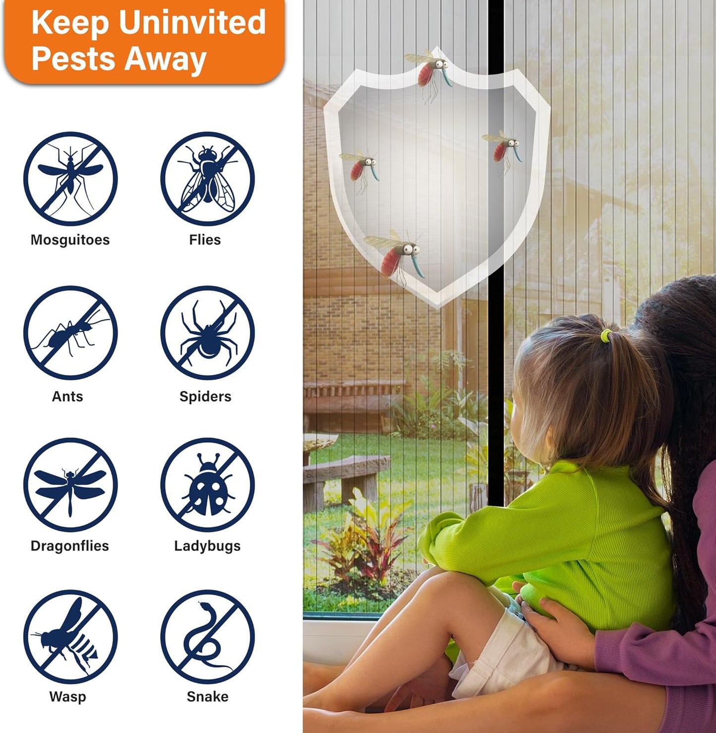 Mesh Screen with Magnetic Closure by [Brand Name] - Heavy-Duty Bug Barrier for Doors (38 x 82 Inch) | Pet and Kid Friendly
