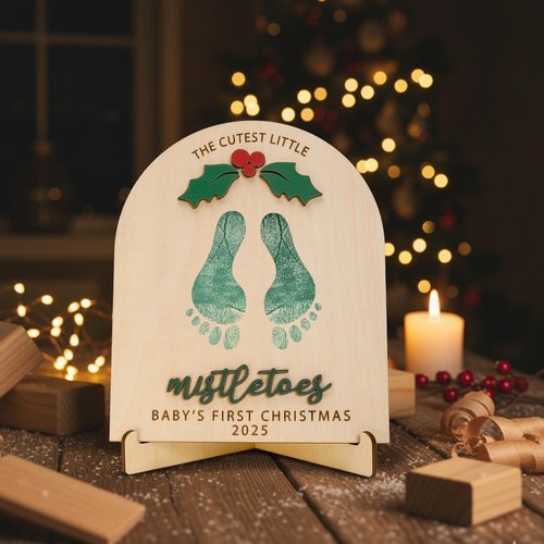 Baby Footprint Kit - Newborn Gifts - Baby's First Christmas Keepsake - Baby First Christmas Ornament 2025 - My Firsts Christmass Ornament 2025 - Babies Boy Firstt Christmass