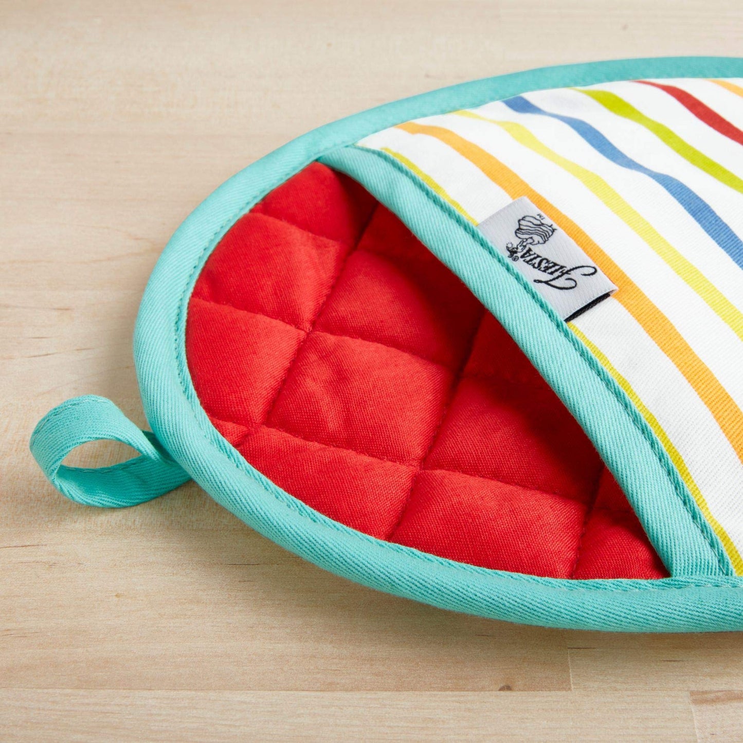 Fiesta Tropical Stripe Pot Holder Set, 8"x10", Multicolor/Aqua/Yellow/Red/Blue, 2 Piece