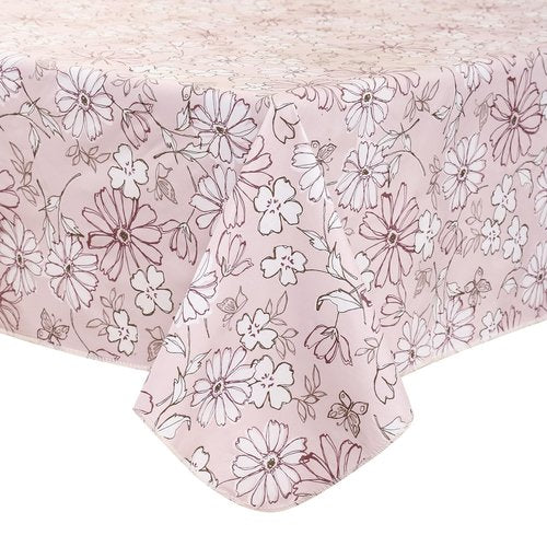 Heavy Duty Vinyl Tablecloth with Flannel Backing Waterproof Oil-Proof Plastic Table Cloth Stain-Resistant Wipeable Rectangle or Square Table Cover for Indoor and Outdoor (Red Flower,52x70 Inch)