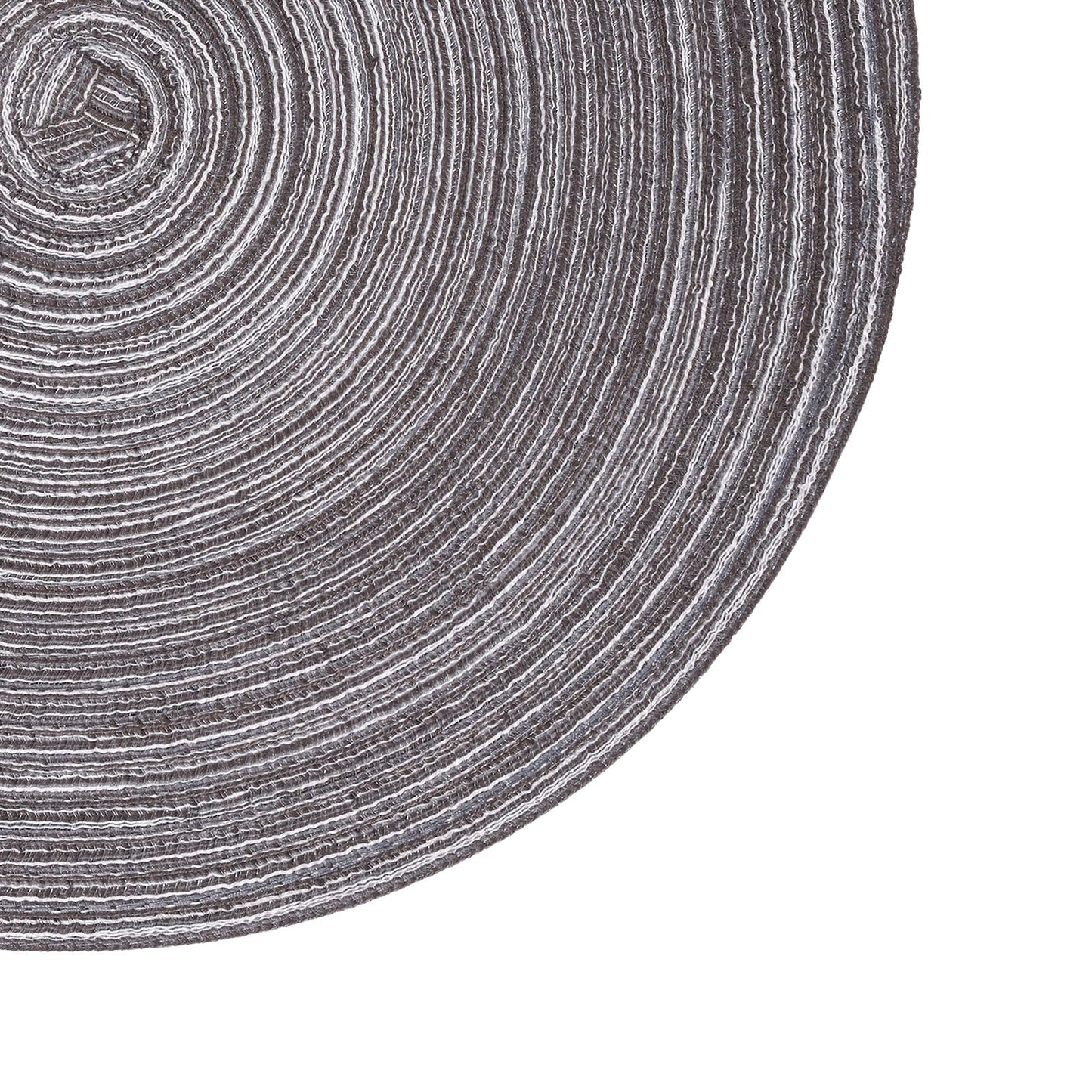 SHACOS Round Braided Placemats Set of 6 Round Table Mats 15 inch Cotton Washable for Holiday Party (Black Grey, 6)