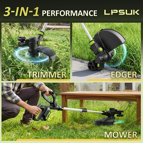 **Skiennix 20V Cordless String Trimmer - 12'' Grass Cutter with Auto Line Feed & 2 Batteries**
