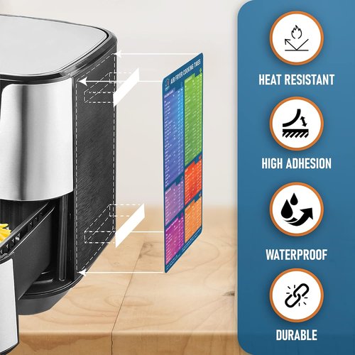 Air Fryer Cheat Sheet Magnets - Essential Cooking Guide for Beginners | Magnetic Quick Reference (3 Pack)