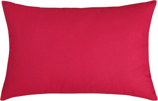 Watermelon Red 100% Cotton Canvas Throw Pillow Covers - Handmade Decorative 12"x20" Shams