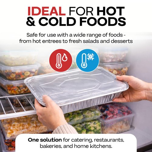 IDL Packaging Half-Size Aluminum Steam Table Pans - Deep, 13" x 11" x 3" (Pack of 10) - Disposable Foil Pan for Grilling, Roasting, BBQ, Cooking, Baking, Freezing