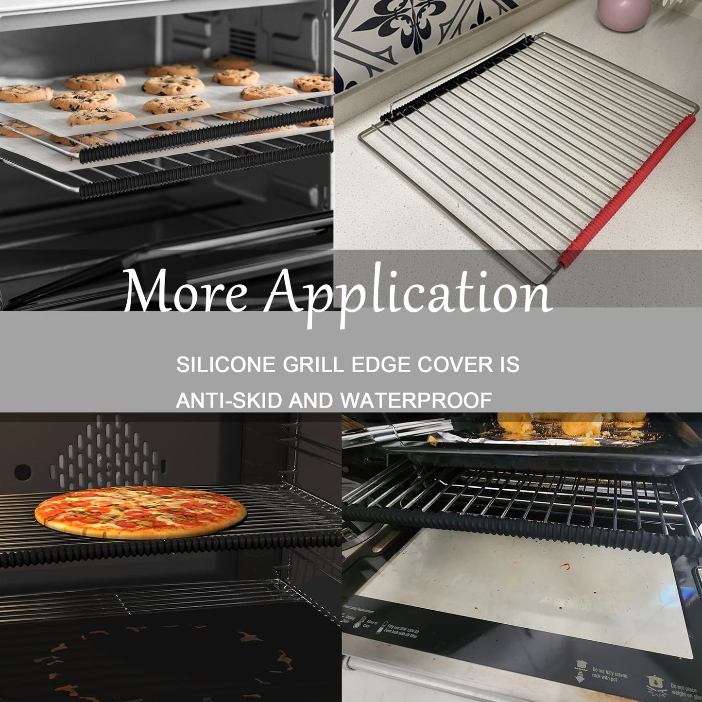 Extra Long 22 inch Oven Rack Cover Silicone Oven Rack Guards Heat Resistant Oven Rack Shields Oven Rack Edge Protector BPA PFOA Free,Protect Against Burns&Scars,Fit on All Standard-Sized Ovens,Gray