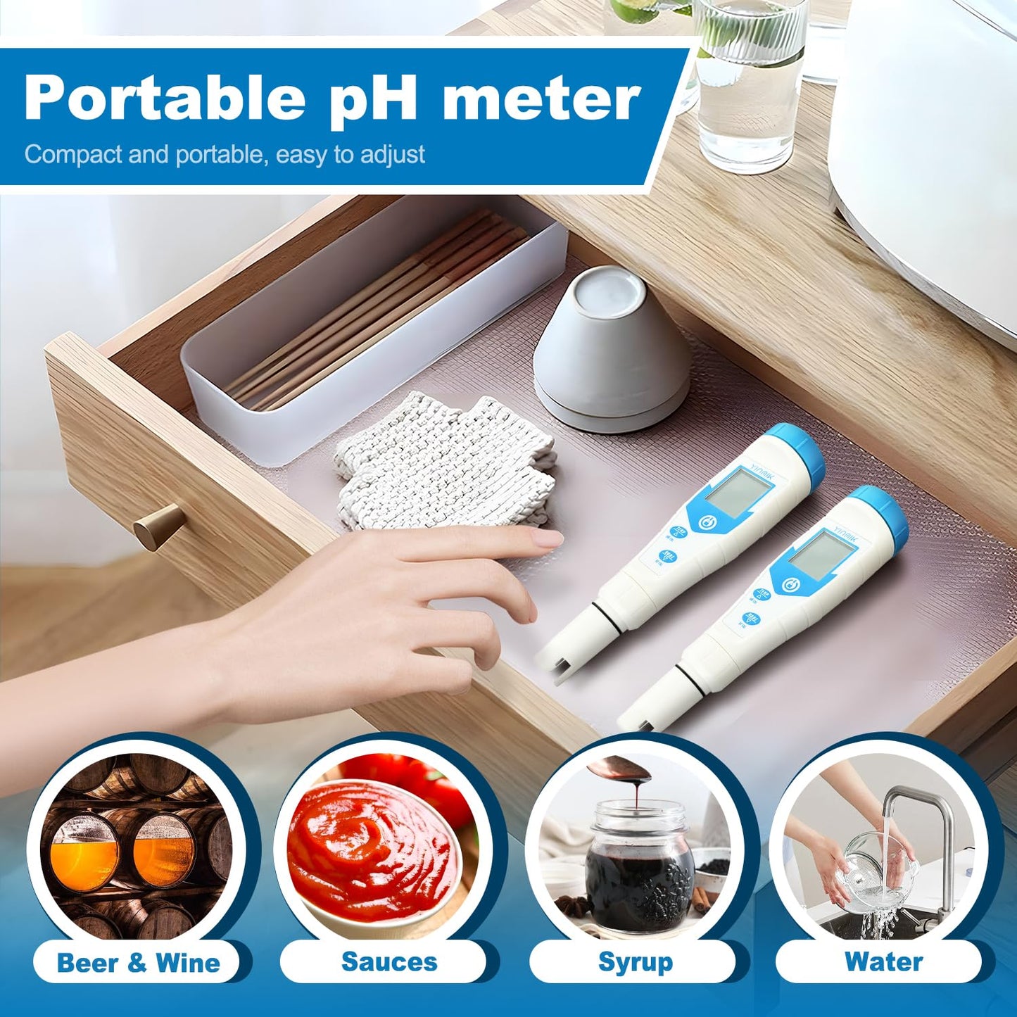 YINMIK pH Meter, Salt Tester Pool, Electronic pH Meter for Hydroponic，pH TDS EC for Water, 5 in 1 EC Temp Salt TDS pH Tester for Saltwater Pool,Hot Tubs,Home Brewing,Aquarium, Hydroponics