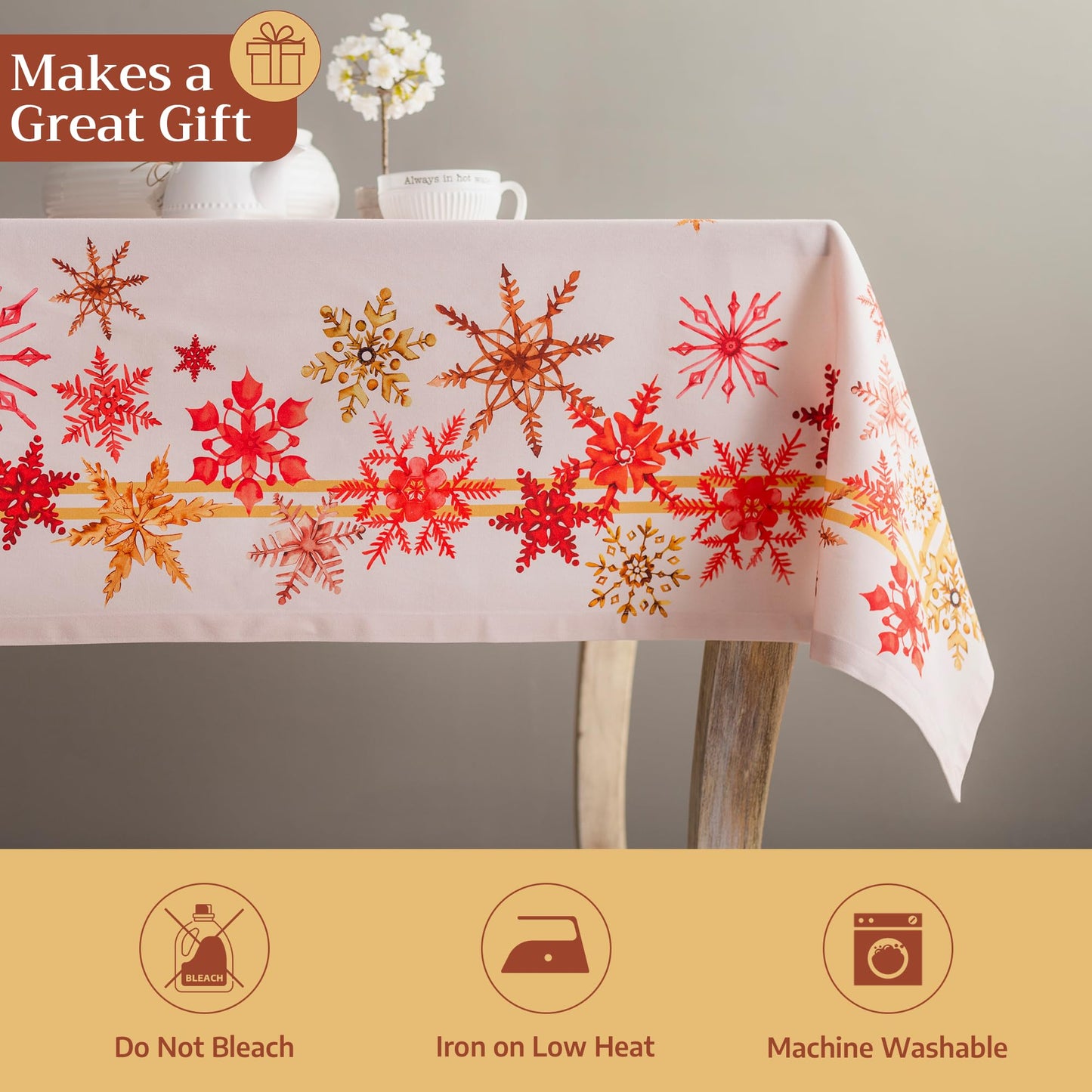 Maison d' Hermine Table Cloth Rectangle Table 100% Cotton 54 x 72 Inches Fall Tablecloth Reusable Everyday Use for Thanksgiving Christmas Decorations Dining Farmhouse Party (Crystal Star)