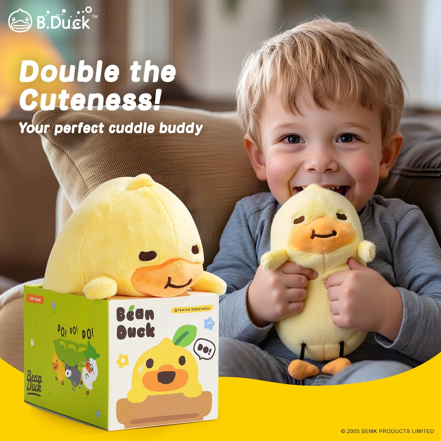 B.Duck Bean Duck: Improvement Desk Buddy Cute Plush Stuffed Animal for Office, School, Travel, Gift