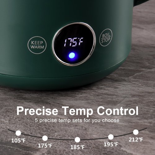 DmofwHi 5-Presets Electric Kettle Temperature Control With LED Display, Hot Water Kettle Electric of 304 Stainless Steel, Keep Warm, Fast Heating Electric Tea Kettle 1.5L (GREEN)