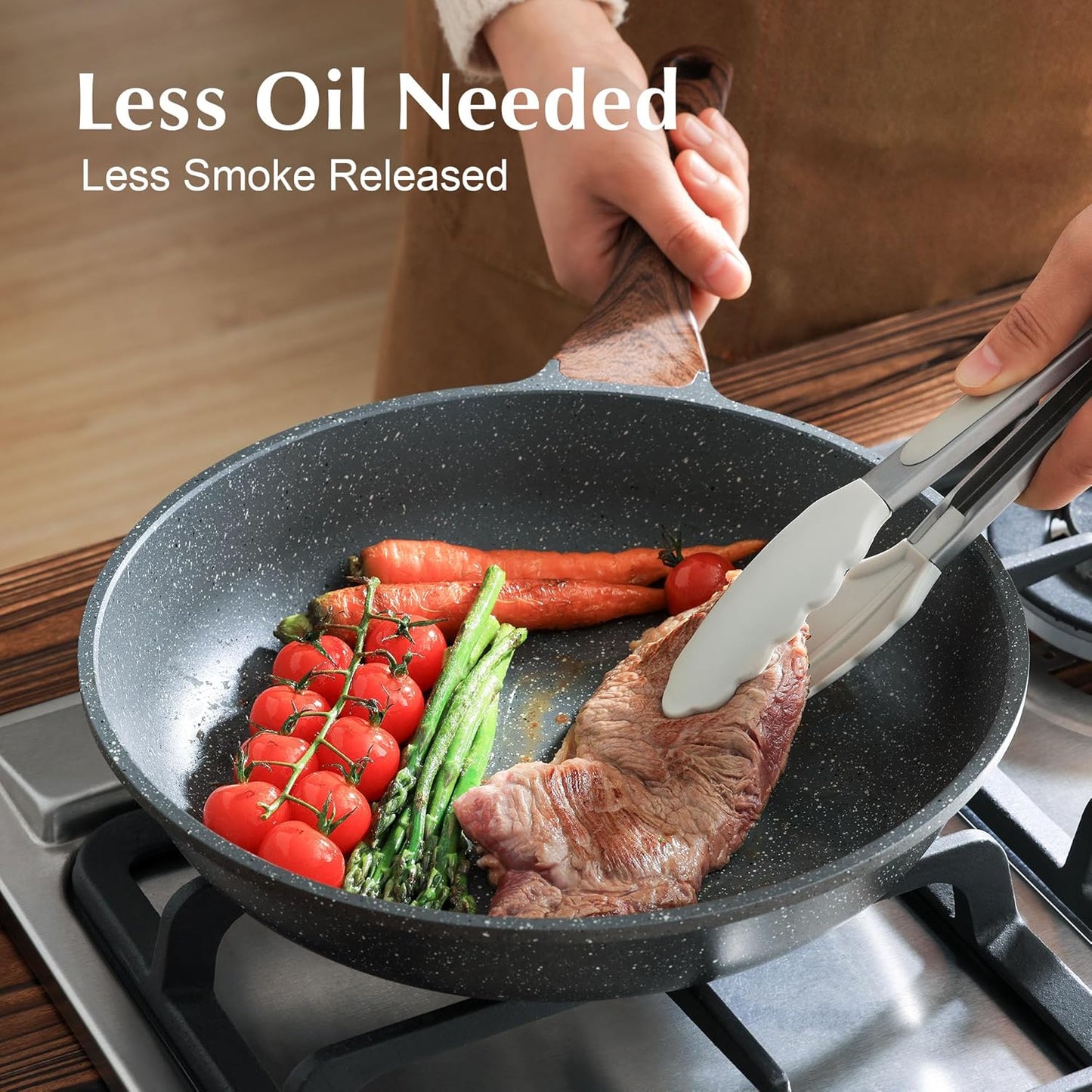SENSARTE Nonstick Frying Pan - 11-Inch Chef's Skillet with Glass Lid for Healthy Cooking