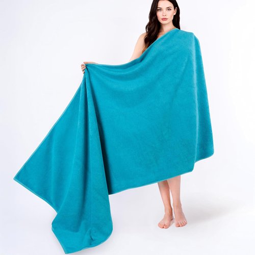 Cotton Paradise 100% Cotton Oversized Bath Sheet - Extra Large Aqua Blue Turkish Towel 40x80