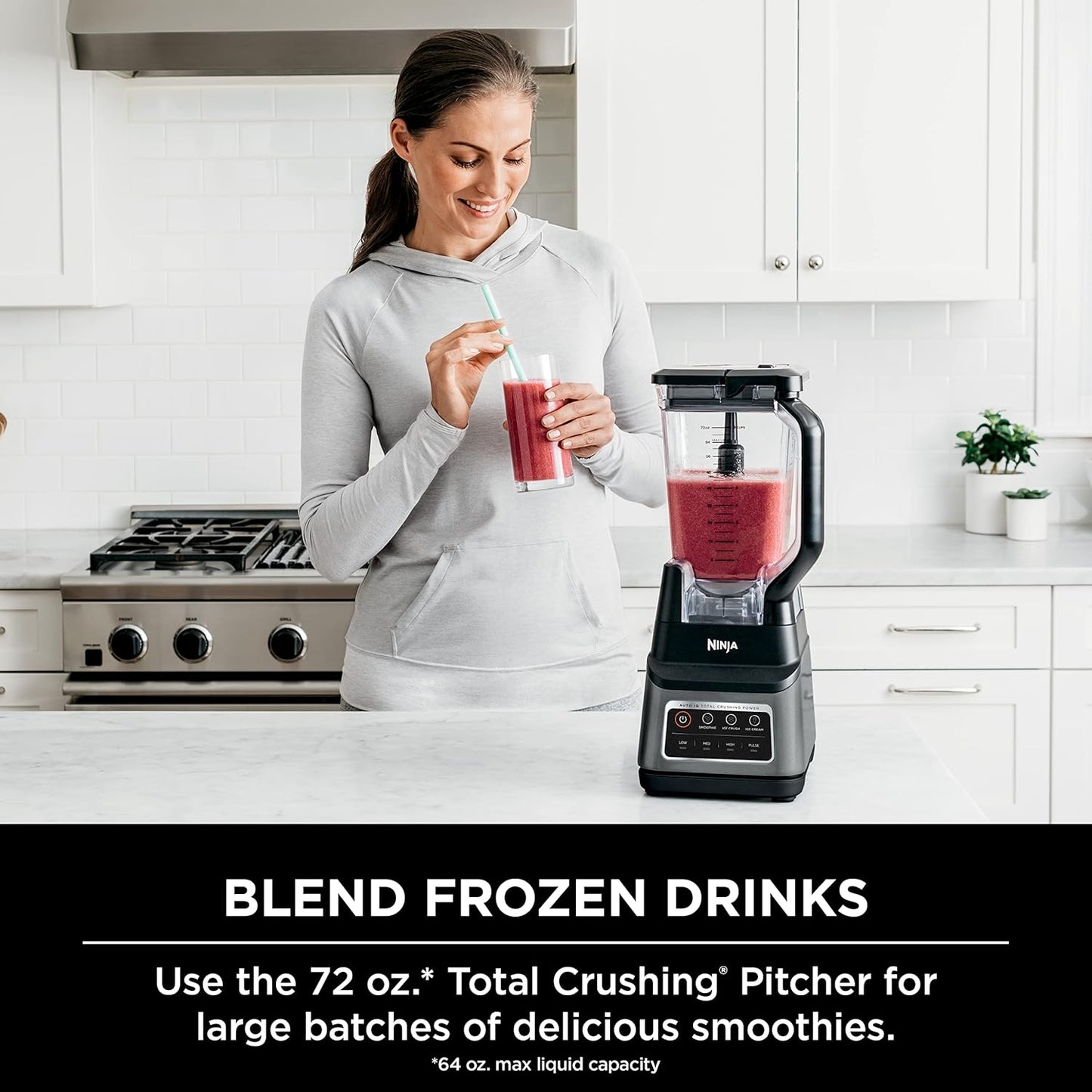 Ninja Professional Plus Blender - Powerful Smoothie & Frozen Drink Maker | 1400W, 72oz Pitcher | Dark Grey, 3 Auto IQ™ Presets