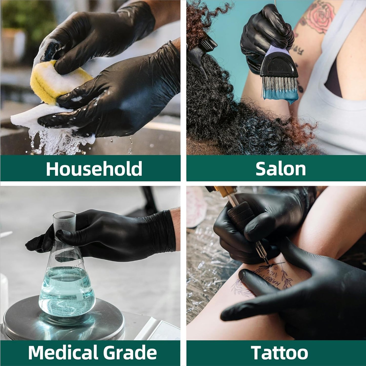 Supmedic Vinyl Disposable Exam Gloves - Black 4Mil, Powder-Free & Latex-Free | Medical & Food Safe (100/1000 Ct)
