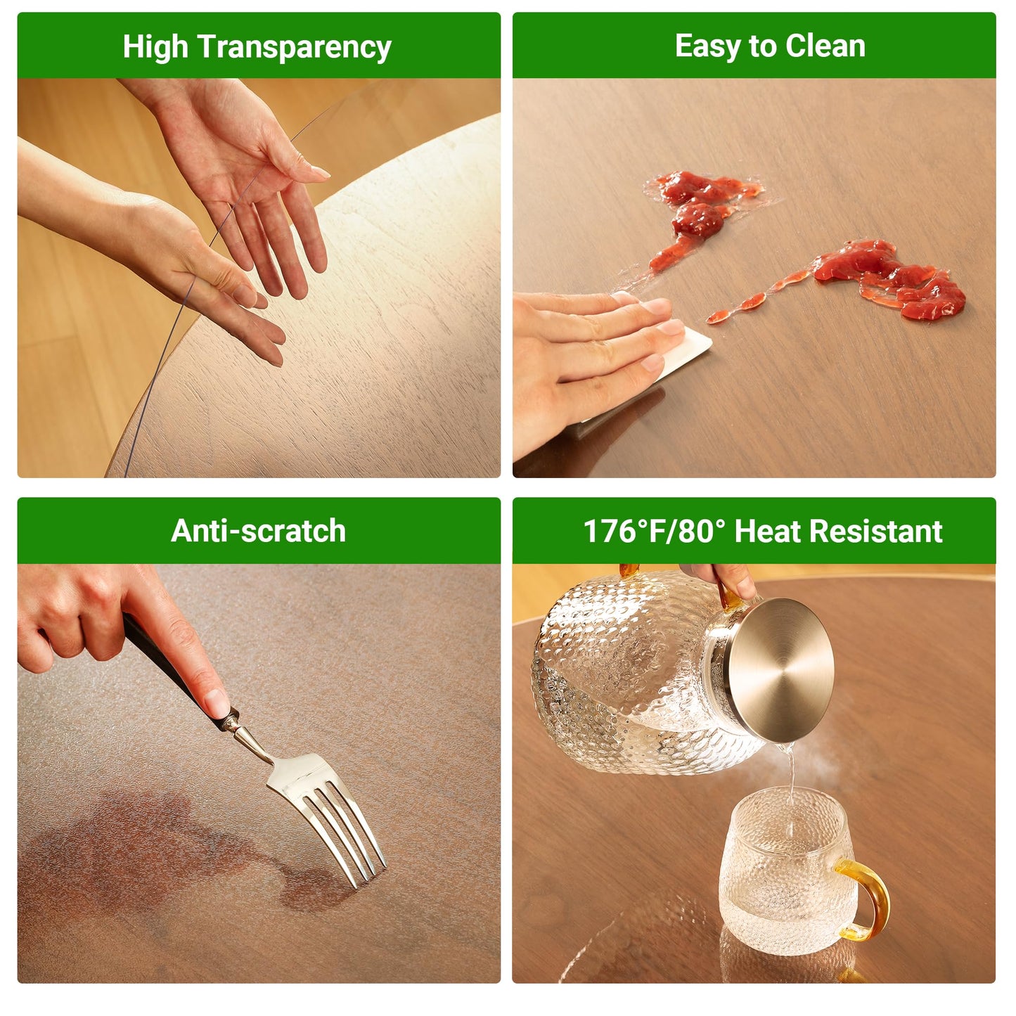ETECHMART Clear Plastic Table Cover Protector Rectangle 40 x 78'', 2.0mm Thick Waterproof Transparent Table Protector for Dining Table, Non-Slip Heat Resistant Clear Desk Mat for Kitchen Office