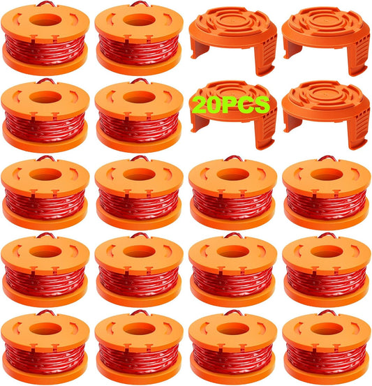 Worx 20 Pack Trimmer Spool Line - Replacement 0.065 Inch Refills for String Trimmers | Compatible with WA0010