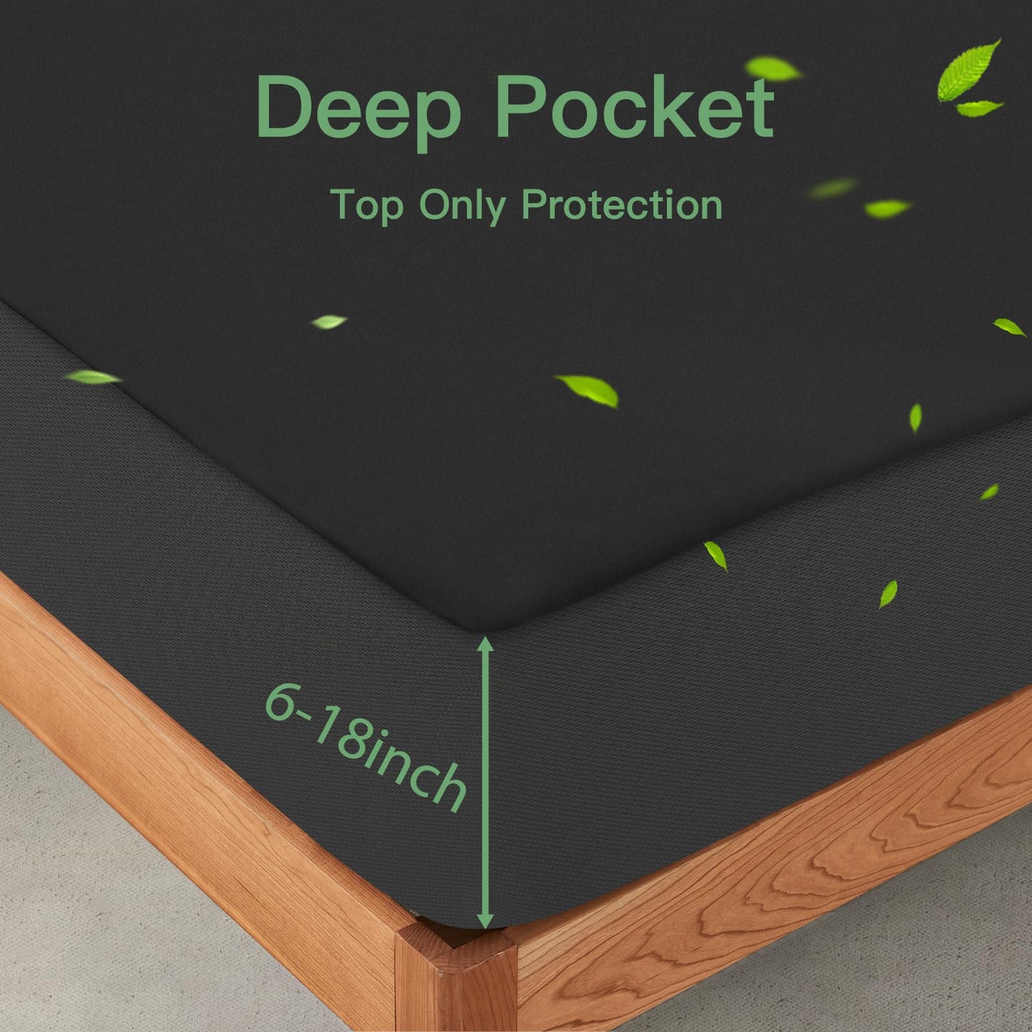 Sufdari Waterproof Mattress Protector Twin Size, Noiseless Mattress Cover with 18" Deep Pocket, Bed Bug Proof and Waterproof Fitted Sheets, Machine Washable Mattress Protectors Black