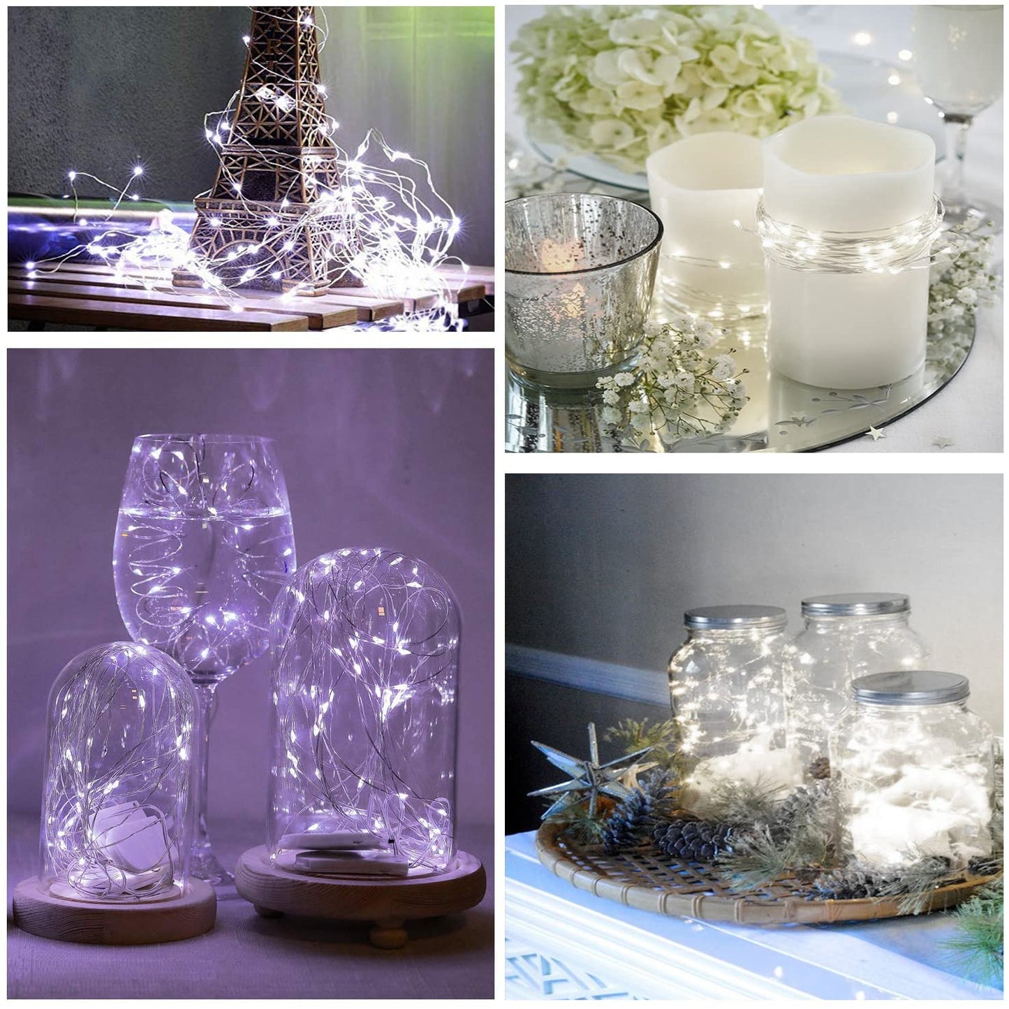 Ostwiki Cool White Fairy Lights Battery Operated String Lights 6 Pack Mini Lights, 20 LED 7ft Twinkle Firefly Starry Lights for DIY Craft Mason Jar Bedroom Wedding Party Table Christmas Decoration