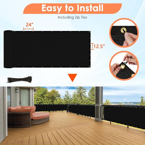 iCover Privacy Screen Fence - 4x50ft Outdoor Fencing Panels with Reinforced Bindings & Grommets | Black Mesh Shade Net