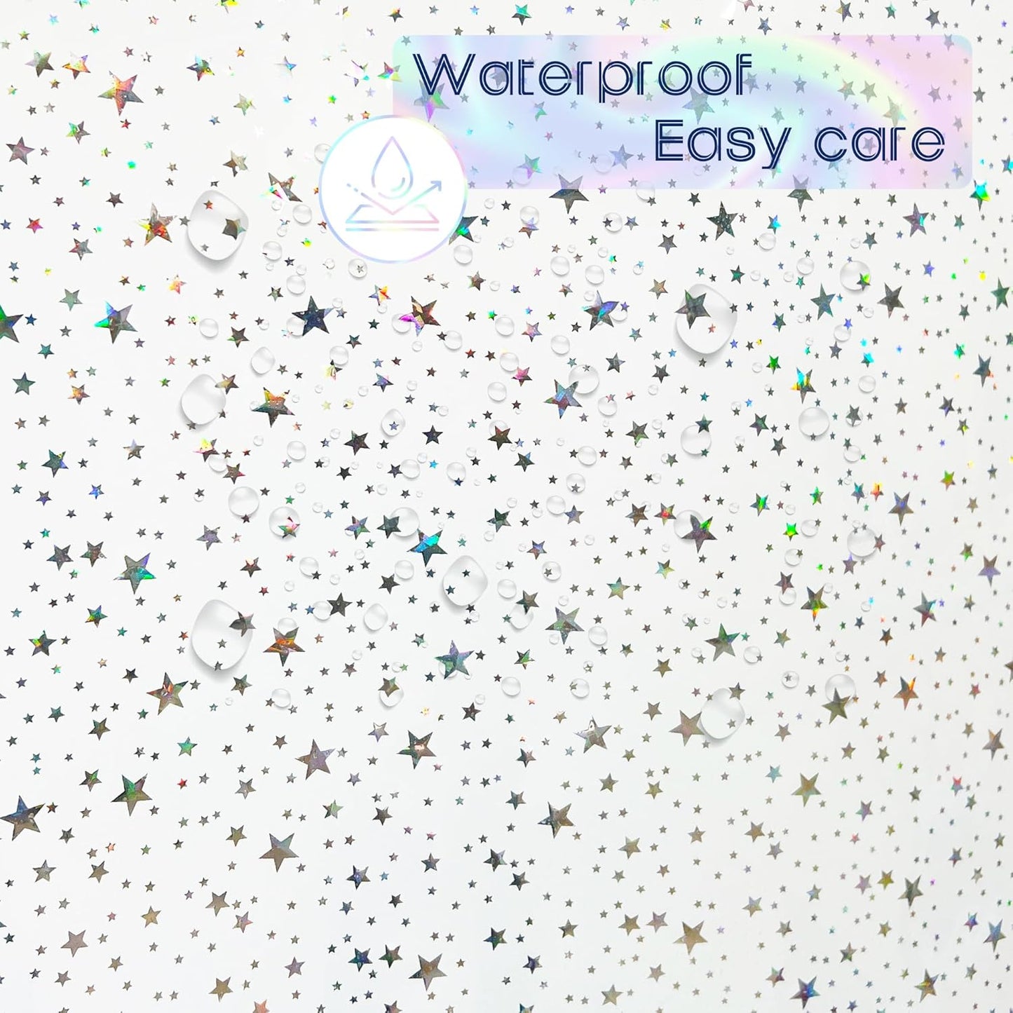 Riyidecor Clear Shower Curtain Liner - Holographic Iridescent Design | 72" x 72" Waterproof with Hooks