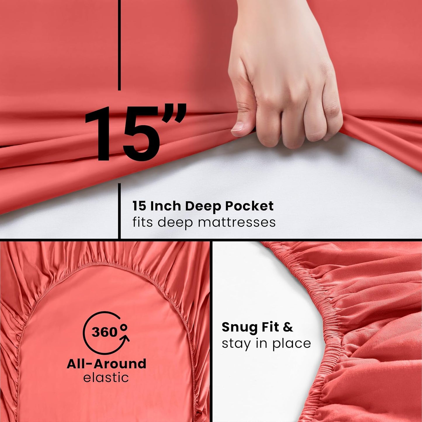Utopia Bedding Full Fitted Sheet - Soft Microfiber - Deep Pocket - Coral Color - Easy Care & Fade Resistant