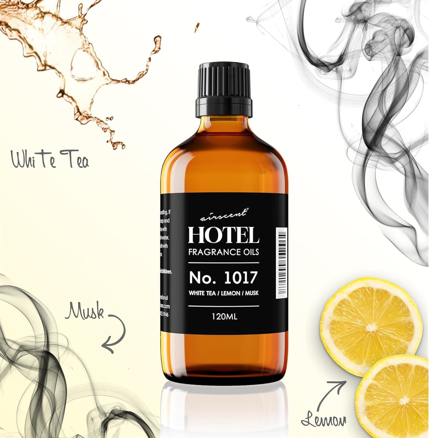 AirScent Hotel Diffuser Oil No. 1017 | White Tea Lemon Cedar Wood - Premium Fragrance for Ultrasonic Diffusers - 10 mL Glass Bottle
