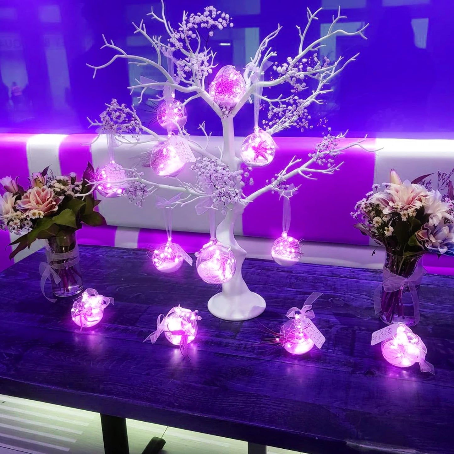 SmilingTown 20 LED Purple Fairy Lights - Battery Operated 6.6ft Waterproof String Lights for DIY Decor