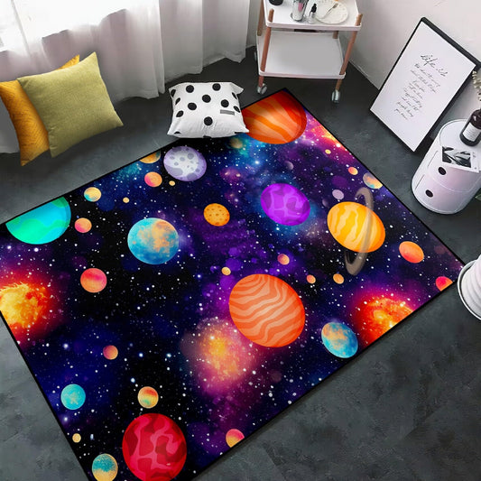 Starry Area Rug Kids - Space Rug for Boys Room Universe Carpet for Bedroom Planet Mats for Kids Outer Space Carpet Decor, 5x7 Feet
