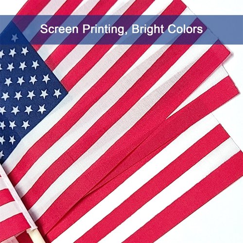 50 Pcs Small American Flags on stick,Memorial Day 4th of July Decorations Outdoor,American Flag 4''x6'',Mini USA Flags for outside,Fourth of July Decor,Patriot's Day Veterans Day Patriotic Decorations
