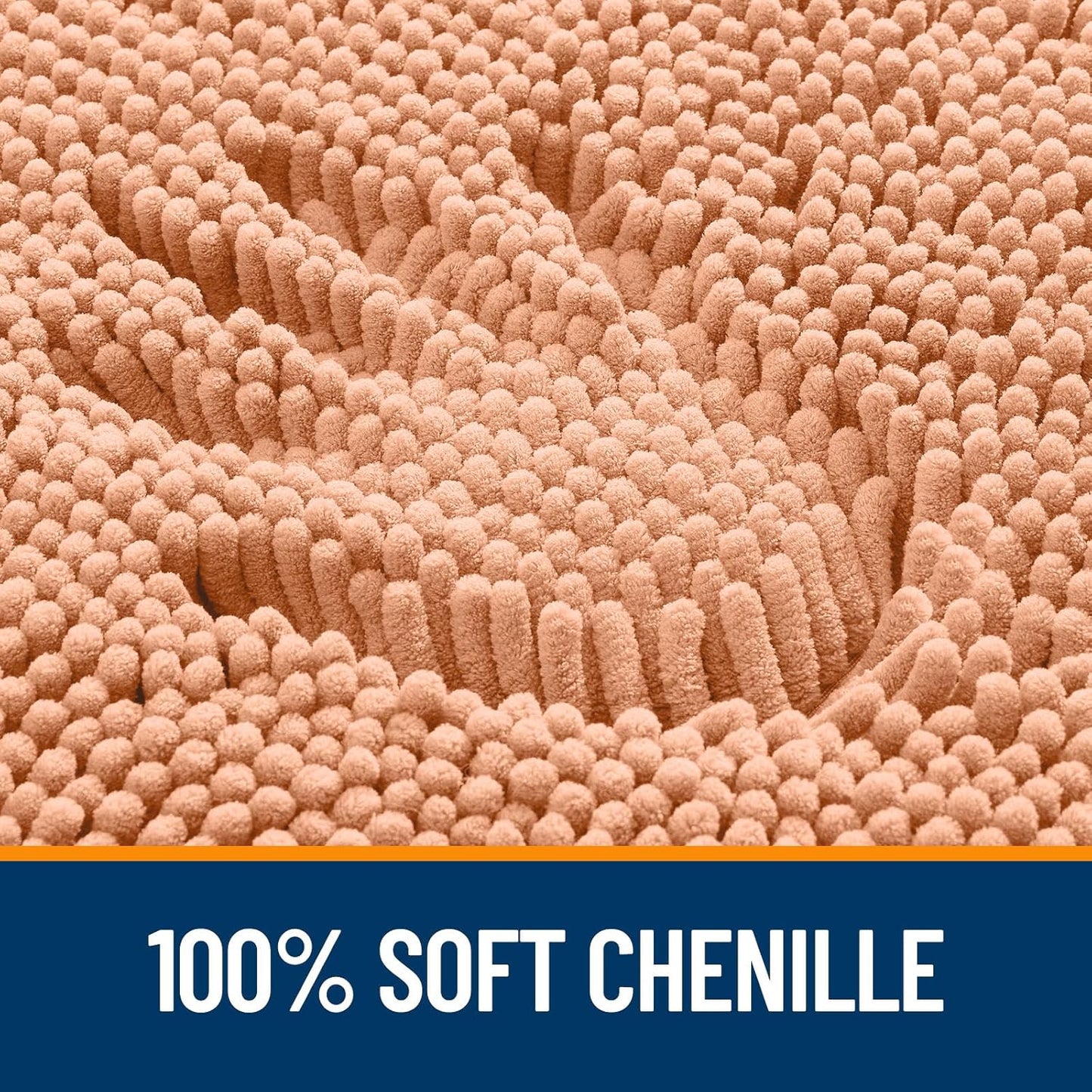 OLANLY Bathroom Runner Rugs - Extra Soft Chenille Bath Mats | Quick Dry, Machine Washable, 44x24, Peach