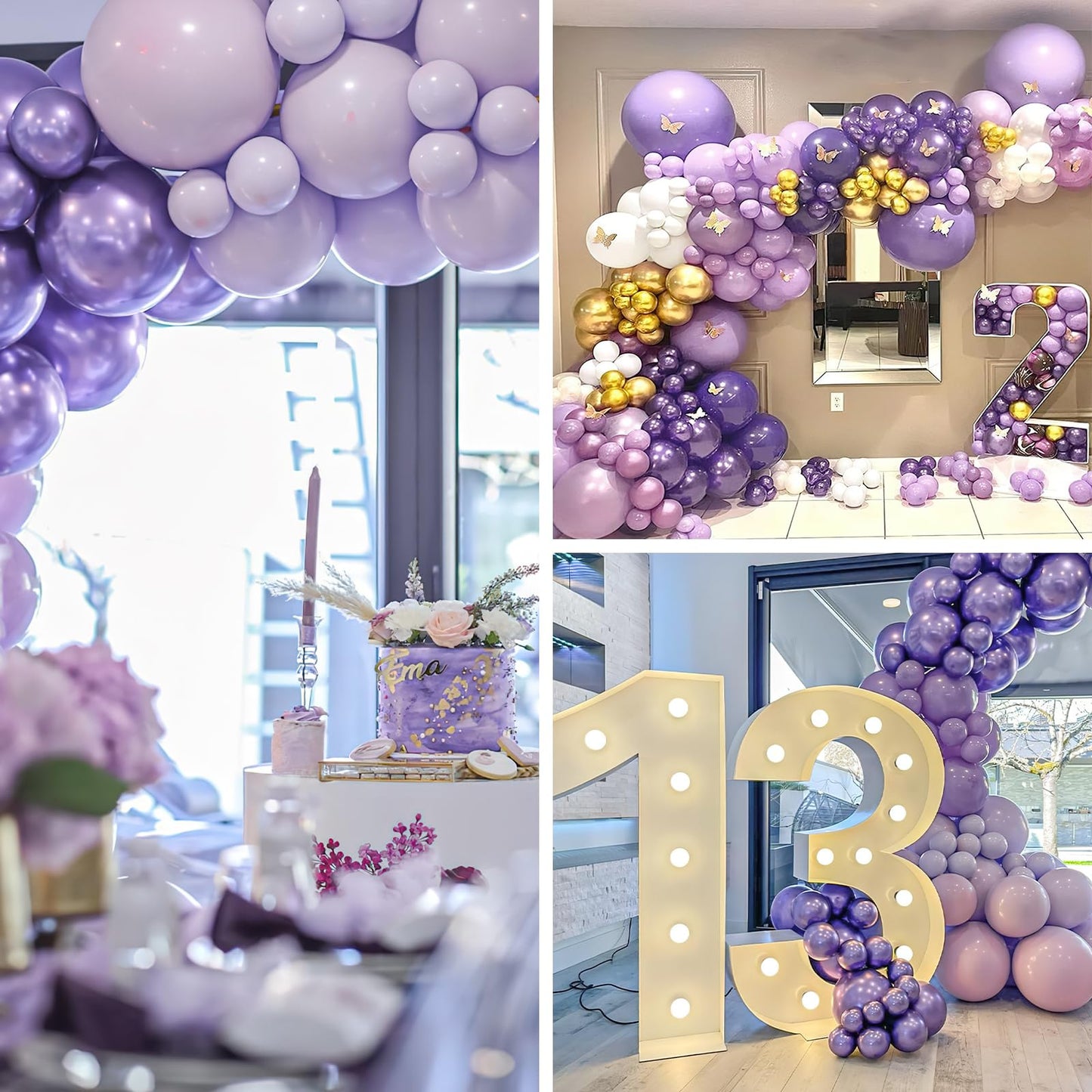 PartyWoo Metallic Purple Balloons 50pcs 12 Inch Chrome purple Balloons for Graduation Baby Shower Bridal Shower Wedding Bachelorette Engagement Girl Butterfly Birthday Party Decorations Purple-G130
