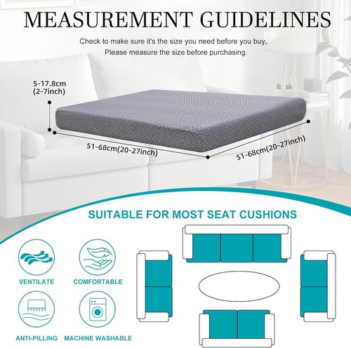 BIETYONE 14-Piece Stretch Patio Cushion Covers - Washable Outdoor Sofa Slipcovers in Grey