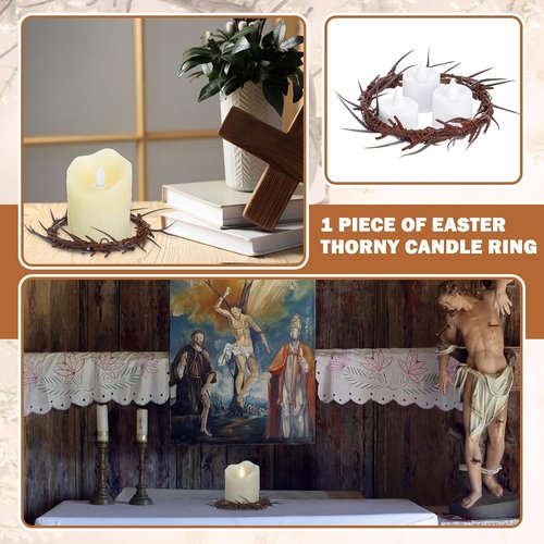 Daifunli Jesus Crown of Thorns - Elegant Headpiece Candle Holder Ring Wreath | Religious Home Decor