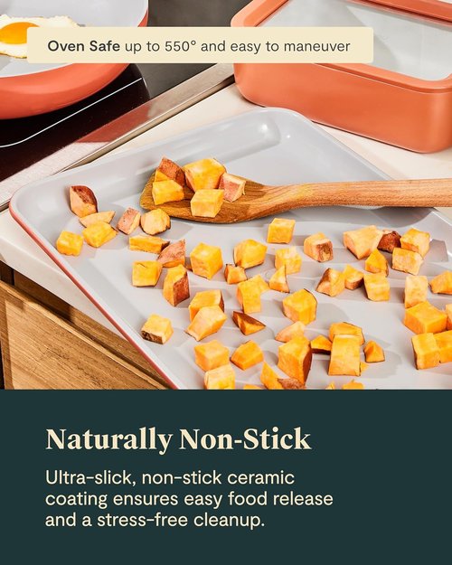 Caraway Non-Stick Ceramic Baking Sheet - Non-Toxic, PTFE & PFOA Free - Ideal for Baking & Roasting - Medium (15" x 10") - Cream