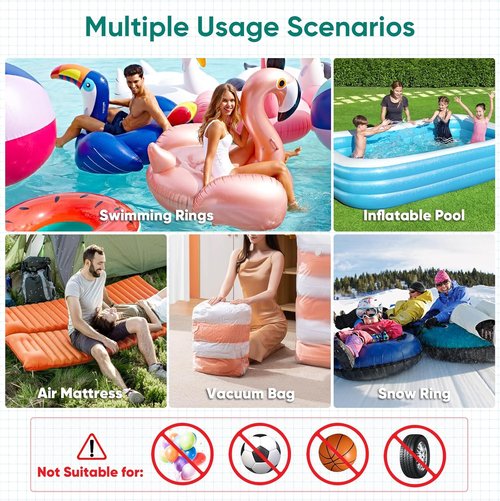 Electric Air Pump | High Power Inflator & Deflator for Inflatable Pool Toys - 400W, 4 Nozzles, AC 110-120V