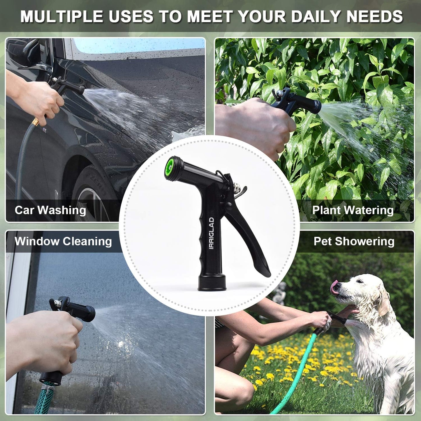 Skiennix Hose Nozzle - High Pressure Pistol Grip Sprayer | Adjustable Flow for Plants & Cars