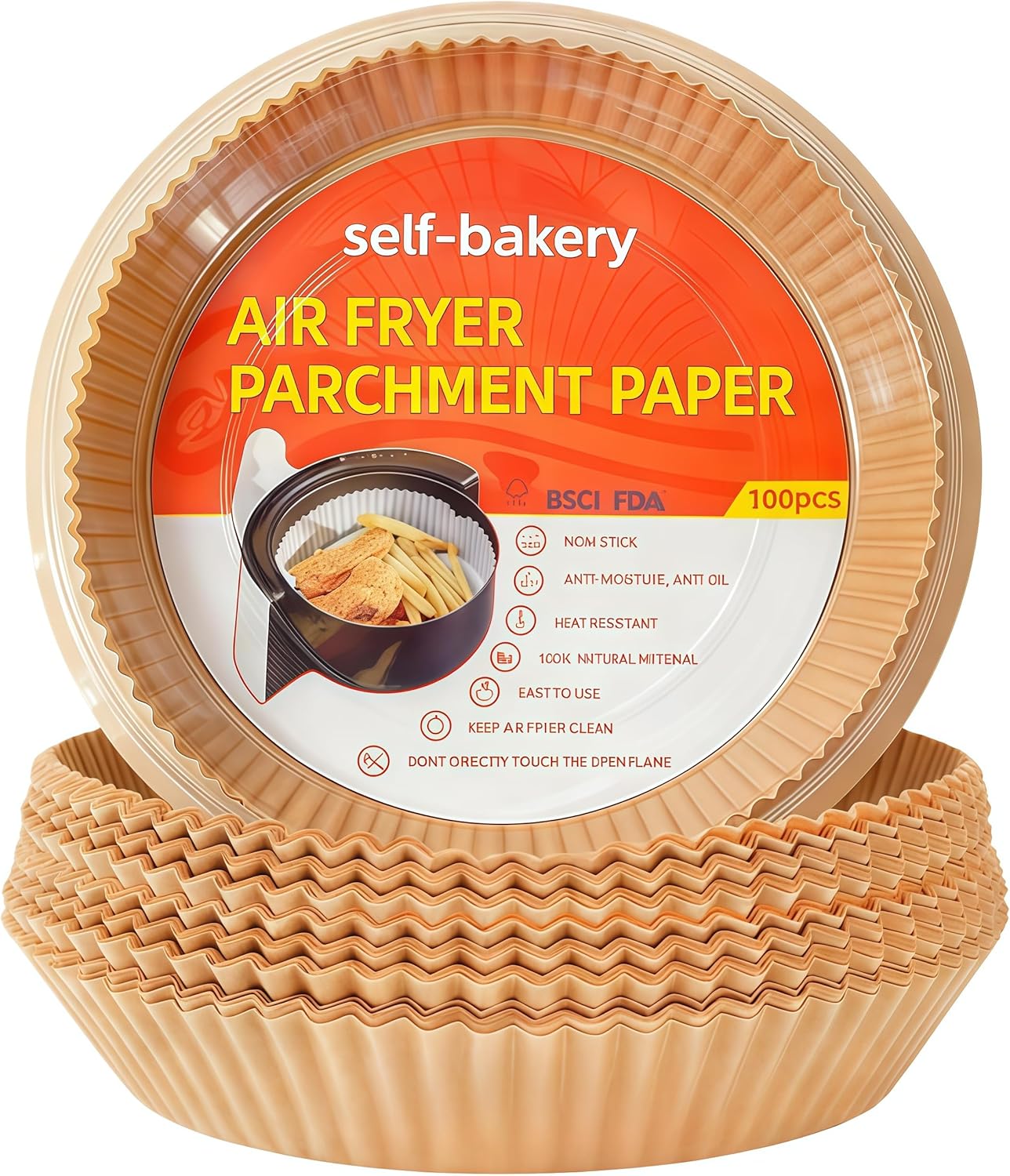 Round Air Fryer Liners 100 Pcs - 8-Inch Disposable Non-Stick Parchment Paper for Easy Cleanup | Oil & Waterproof