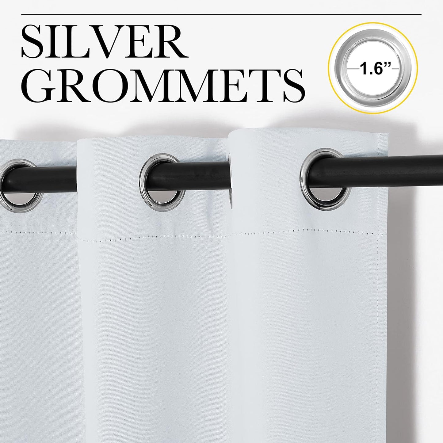 NICETOWN Blackout Curtain Panels - Thermal Insulated Grommet Top Drapes | Greyish White, 34"x36" (2 Panels)