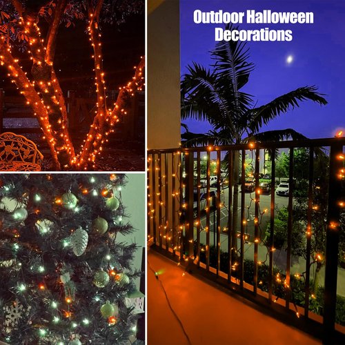 HISHINY Orange Halloween Lights,100 Count Incandescent Lights String with Black Wire,Ideal Outdoor Indoor Halloween Decorations Lights for Patio Home Party,UL Certified (21feet)