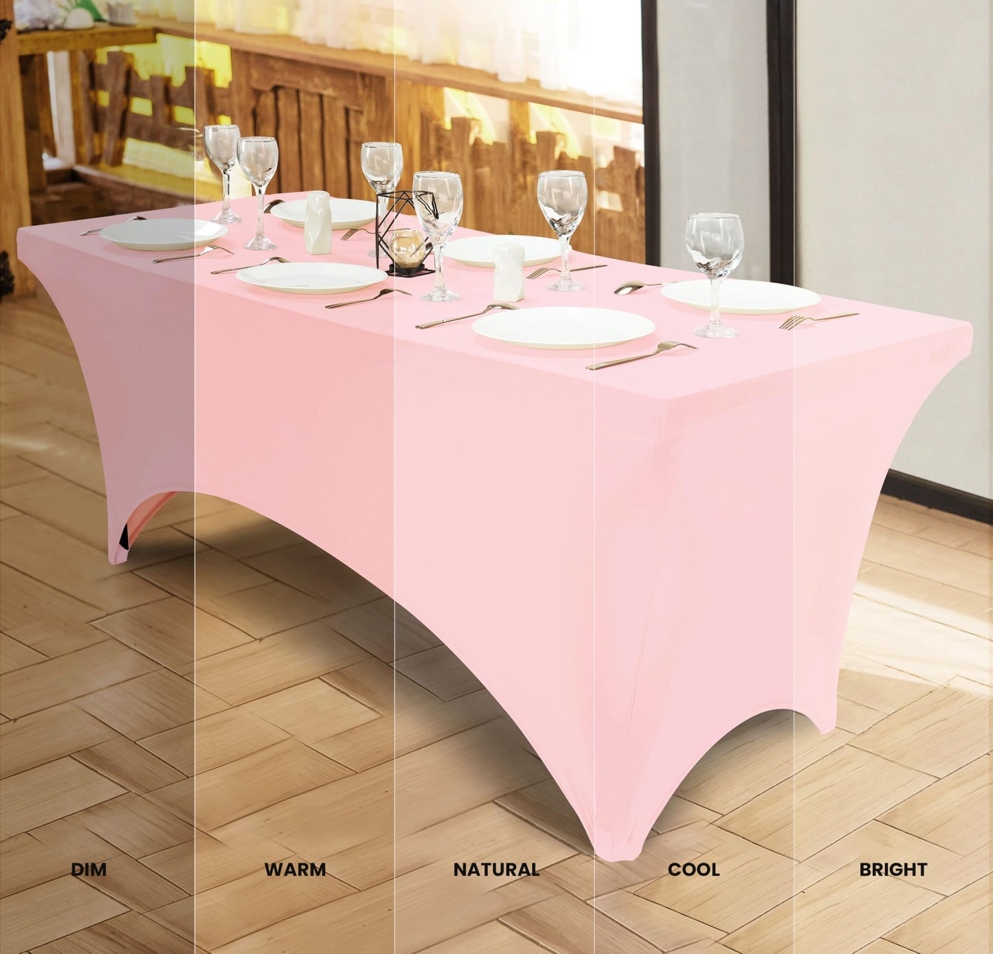 Utopia Kitchen Spandex Tablecloth 10 Pack [8FT, Pink] Tight, Fitted, Washable and Wrinkle Resistant Stretch Table Cloth Rectangle Cover for Trade Show, Weddings & Parties [96Lx30Wx30H Inch]