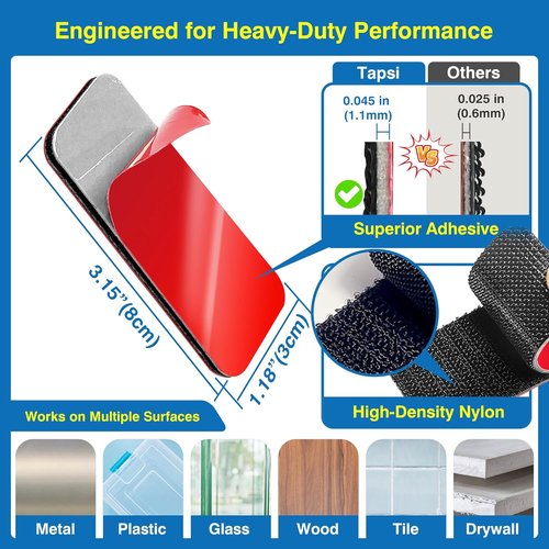 Heavy-Duty Adhesive Hook and Loop Strips by [Brand Name] - 1.2" x 3.2" Waterproof & Heat-Resistant Fasteners for Strong Indoor/Outdoor Mounting