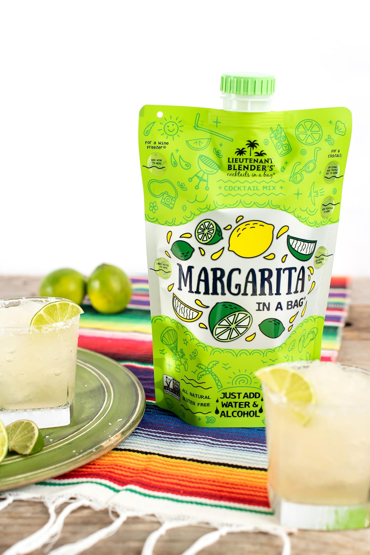 Lt. Blender's Margarita in a Bag - Margarita Mix - Each Bag Makes 1/2 Gallon of Frozen Margaritas – Non-GMO Cocktail Mix - No Margarita Machine Needed – Add Liquor, Wine or as a Mocktails (Pack of 1)