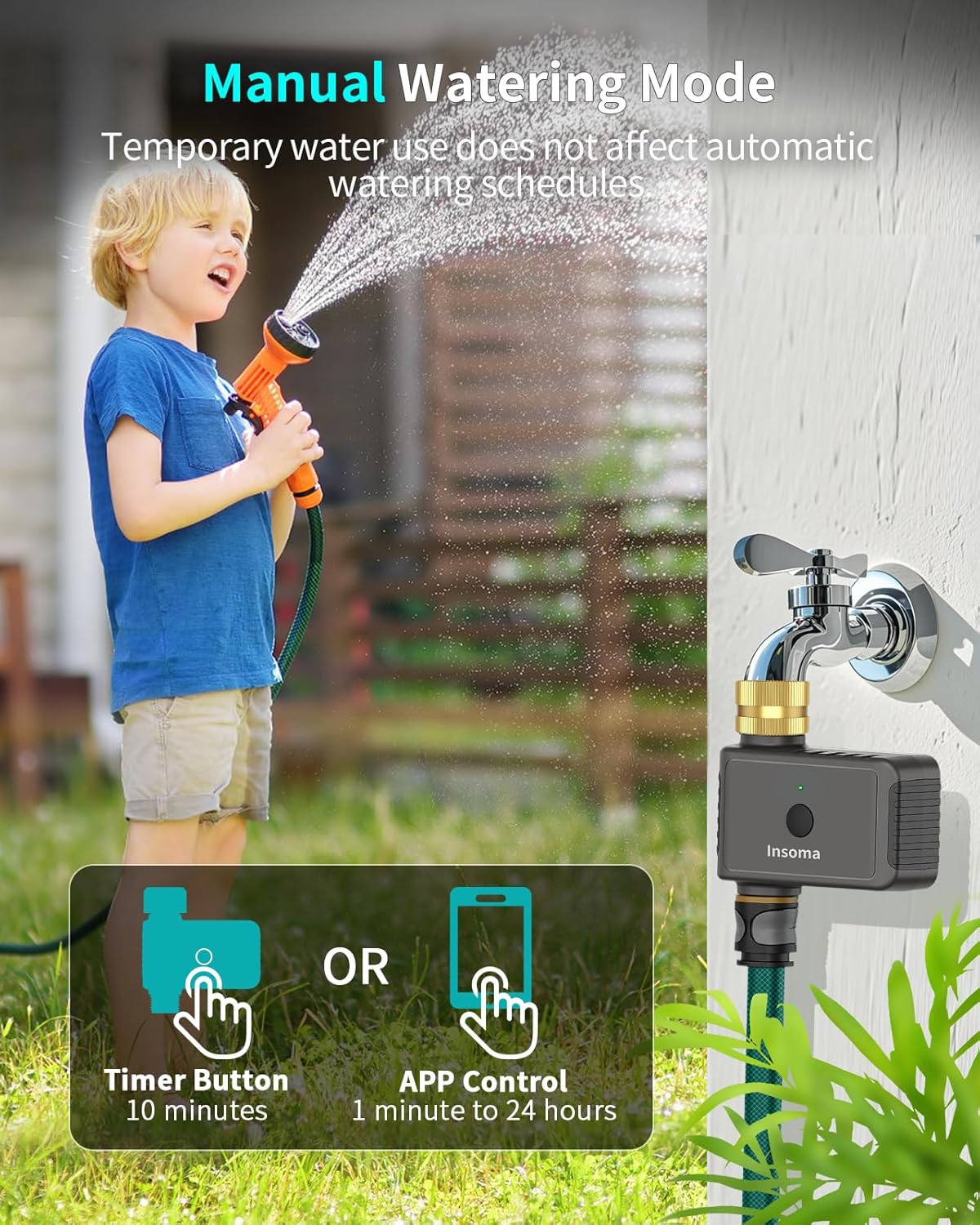 WiFi Hose Timer - Smart Water Timer with Brass Inlet | Remote Control via 2.4GHz WiFi, Alexa & Google Assistant Compatible for Lawns and Yards