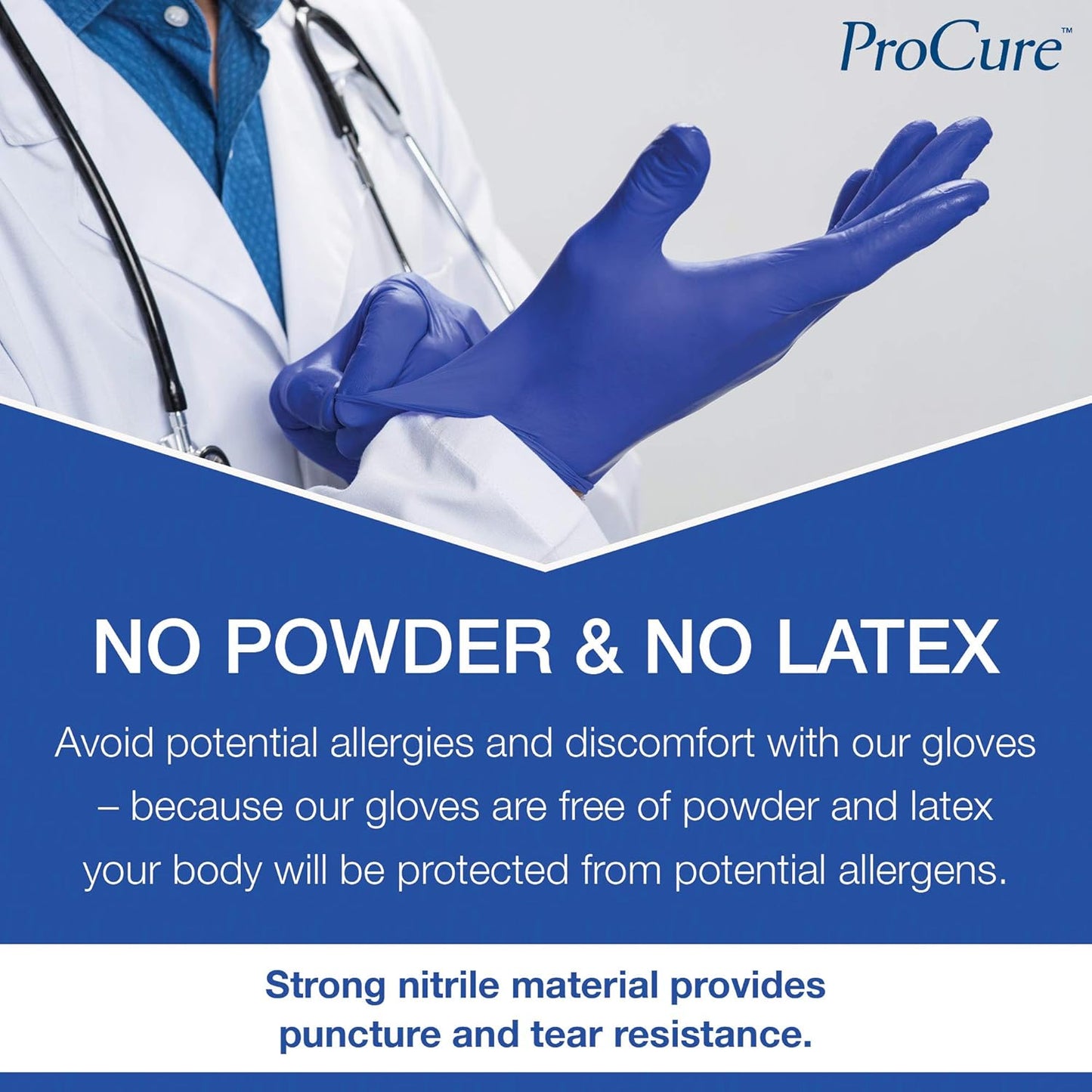 ProCure Disposable Nitrile Gloves - Latex Free, Powder Free | 200 Count Medical Exam Gloves