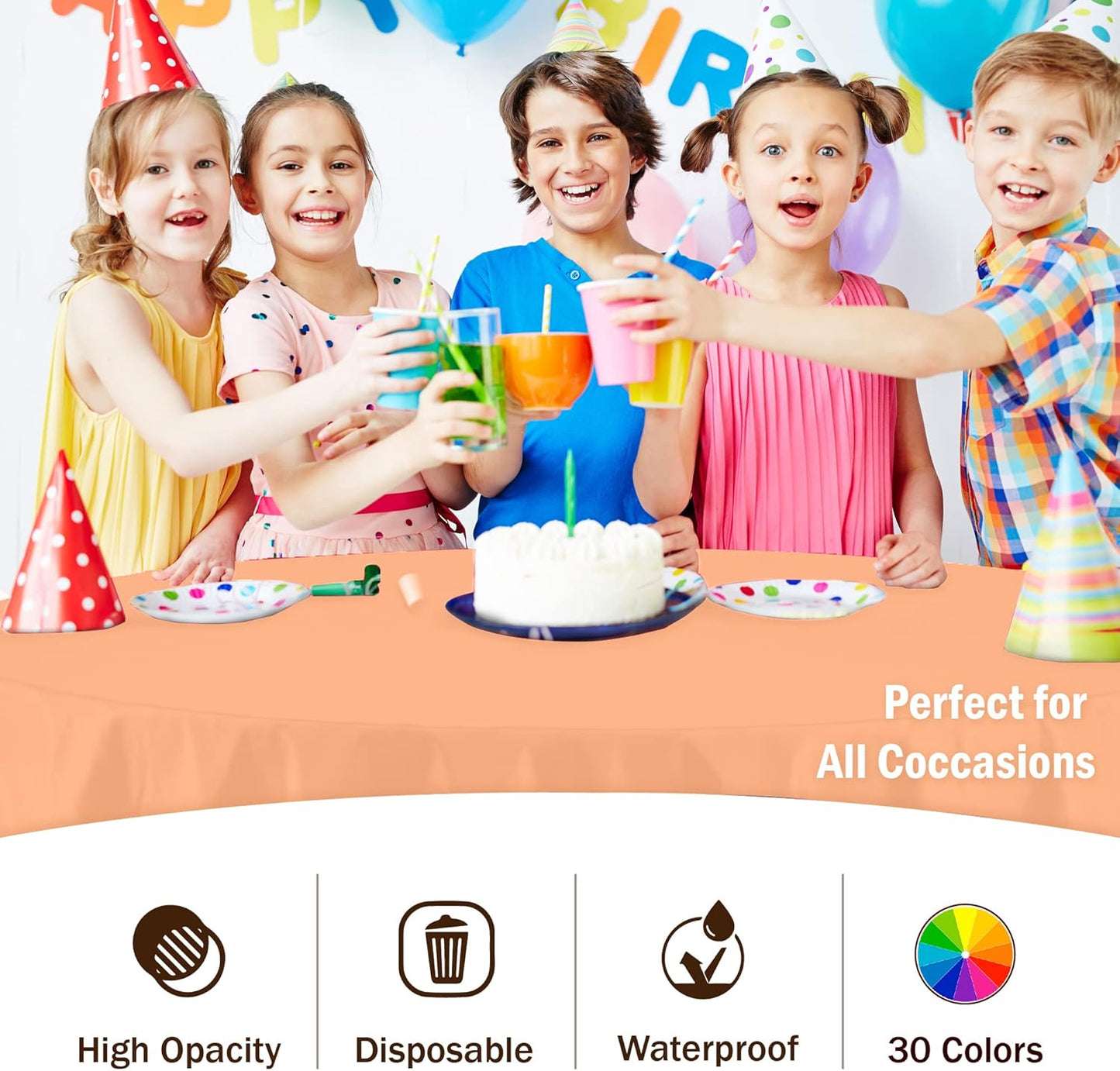 Ivory 84-Inch Round Tablecloth - 12-Pack Premium Plastic Party Supplies