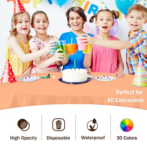 Exquisite 12-Pack Premium Plastic 84-Inch Round Tablecloth, Peach