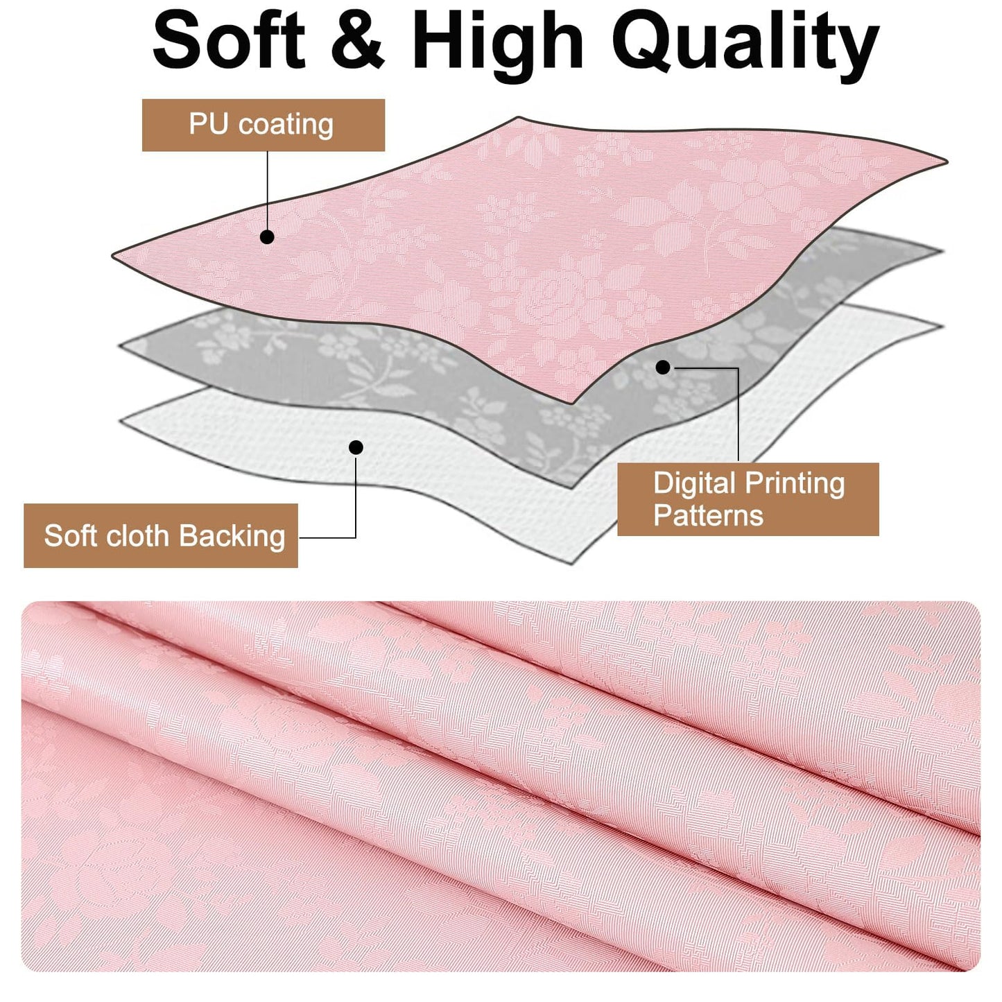 Smiry Rectangle Table Cloth, Waterproof Heavy Duty Vinyl Tablecloths, Wipeable Washable Table Cover for Kitchen, Dining Room & Valentines (Pink, 60" X 120")